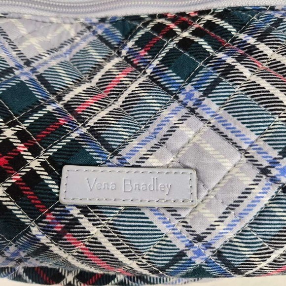 Vera Bradley Essential Compact Quilted Plaid Campus Backpack Snowy Grey Blue - Picture 4 of 9
